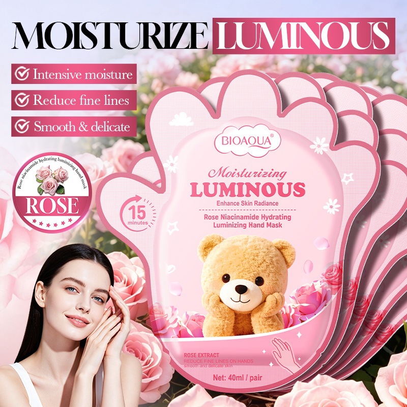 MASCARILLA PARA PIES HIDRATANTE ILUMINADORA CON NIACINAMIDA Y ROSA 40ML/PAR