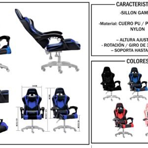 SILLON GAMER - MASAJEADOR USB - 5 COLORES OFERTA