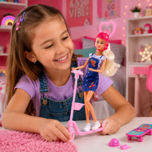 Muñeca Tiny Monopatin Con Accesorios 35x26x9 Cm