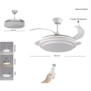 VENTILADOR LED TECHO BLANCO Y NEGRO C/CONTROL REMOTO