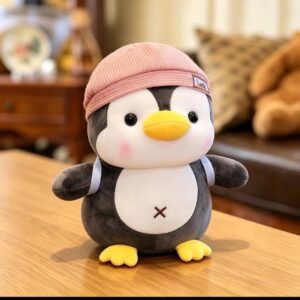 Pinguino con gorro c mochila 40cm (rosa)