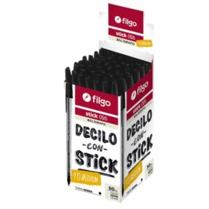 BOLIGRAFO FILGO 1MM STICK X 50 UNIDADES NEGRO