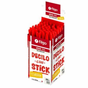 BOLIGRAFO FILGO 1MM STICK X 50 UNIDADES ROJO