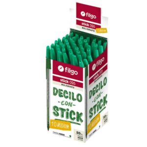 BOLIGRAFO FILGO 1MM STICK X 50 UNIDADES VERDE