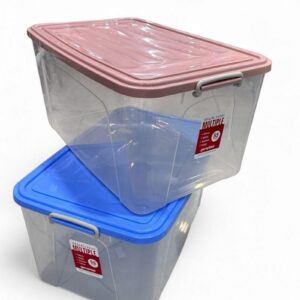 CAJA ORGANIZADORA 55LTS TRANSPARENTE C/TAPA COLOR