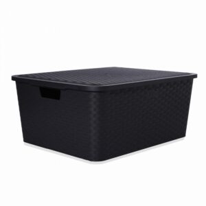CANASTO TIPO RATTAN GRANDE CON TAPA(46X36X20CM)