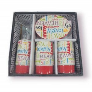 DISPENSER PARA JABON LIQUIDO SET X 4 UNIDADES CERAMICA ESTAMPADO