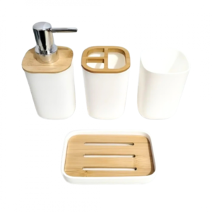 SET BAÑO X 4PCS TAPA BAMBU EN CAJA