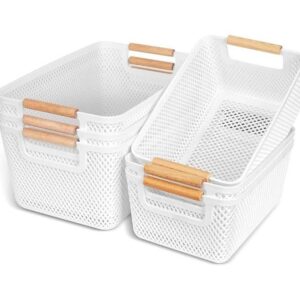 CANASTO PLASTICO CALADO 32CM M/MADERA
