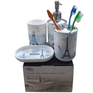 SET BAÑO 4PCS PLASTICO ESTAMPADO E/CAJA