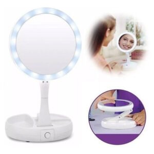 Xj-988 espejo c/luz led aumento x10 usb/pila onica 10698