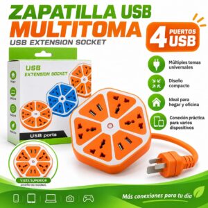 ZAPATILLA OCTAGONAL 4 USB / 4 PUERTOS