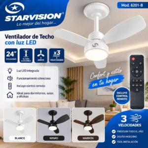 VENTILADOR DE TECHO CON LUZ LED SV 6201-B