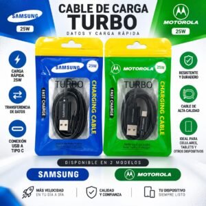 CABLE DE BOLSA V8 Y TIPO C (MOTOROLA - SAMSUNG)