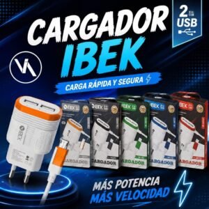 CARGADOR IBEK MICRO V8 2USB - IB3802