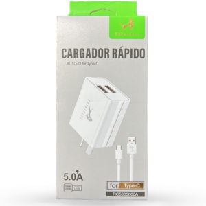 5005000a cargador rapido 5.0a 2usb a tc c/cable _ 13257