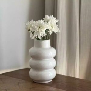 Florero 3 anillos blanco