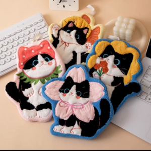 TOALLA DE MANO CON FORMA GATO - X 10 UNI