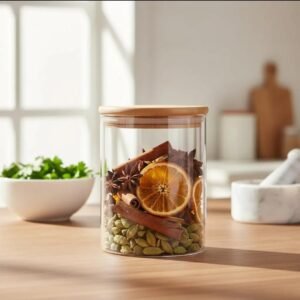 Frasco de vidrio t/madera 680ml