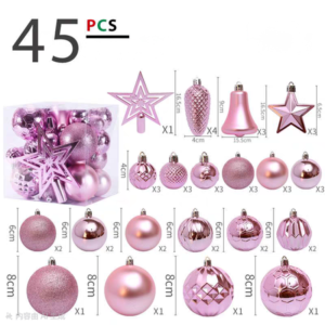 SET DE PELOTAS NAVIDAD ROSA X 45