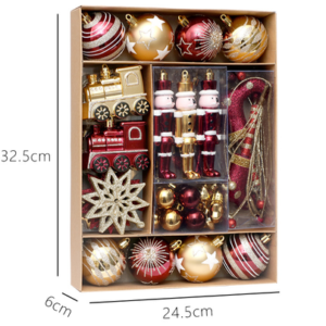 SET DE PELOTAS Y ADORNOS NAVIDAD ROJA+DORADA X 50 PIEZAS
