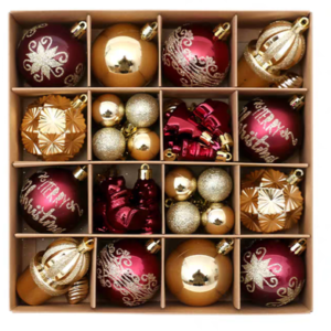 SET DE PELOTAS + ADORNOS ANVIDAD ROJA+DORADA X 42 PIEZAS