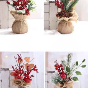 MACETA CON ADORNO NAVIDAD CAJA X 6 SURT.
