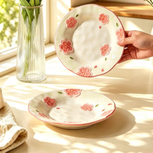 PLATO CERAMICA 8" CON FLOR CEREZO