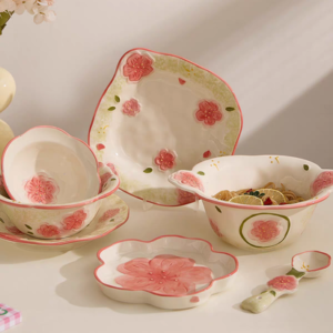 BOWL CERAMICA 9.25" CON 2 ASAS FLOR DE CEREZO