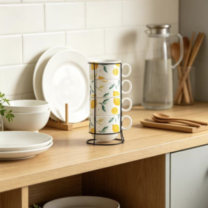 TAZA CERAMICA DE CAFE LIMON X 4