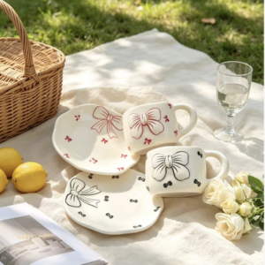 TAZA CERAMICA DE CAFE CON PLATO MOÑOS