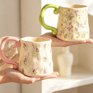 TAZA CERAMICA CON FLORES