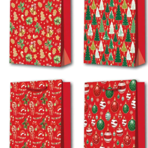 BOLSA REGALO GRANDE ROJO CON BRILLO DE NAVIDAD