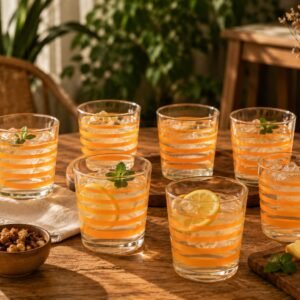 Vasos x6 rayado naranja 380cc