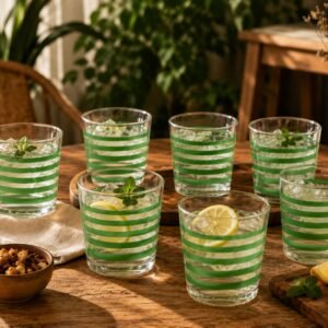 Vaso rayado verde x6 380ml