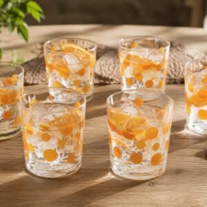 Vaso circulo naranja x6 380ml