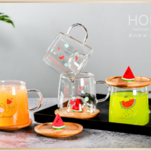 TAZA VIDRIO + TAPA DE BAMBU SANDIA