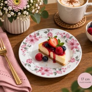 Plato postre flores 17cm