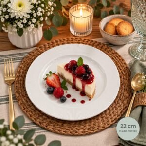 Plato postre 22cm hueso