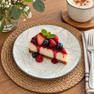 Plato postre 19cm ceramica flores