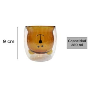 Taza doble vidrio osito ambar 280ml mag
