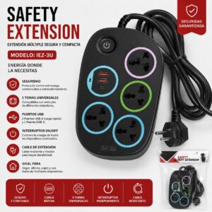 ZAPATILLA DE 4 PUERTOS + 2 USB Y FICHA C
