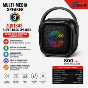 PARLANTE BLUETOOTH 3" 407NEG