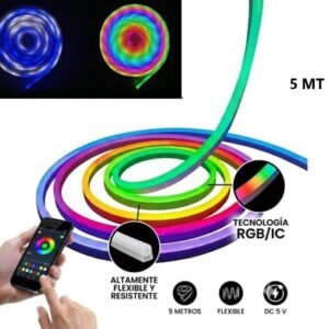 TIRA LED NEON RGB 5 MT CON APP CELULAR