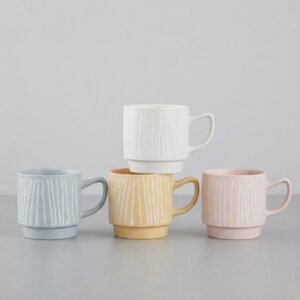 TAZA COLOR PASTEL RAYA BLANCA