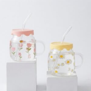 TAZA DE FLORES + SORBETE DE VIDRIO