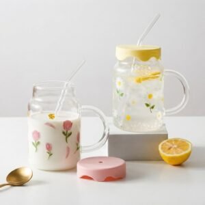 TAZA + SORBETE DISEÑO FLOR