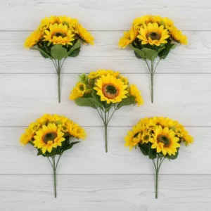 Ramo Girasol Artificial 4 Flores Grande Y 4 Chicos