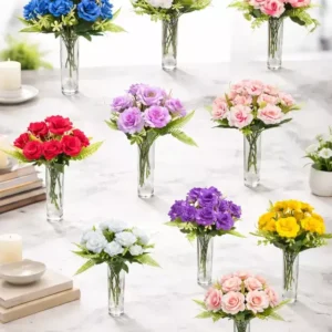 Ramo Rosa Artif Con 5 Flores Novia Deco Bautismo