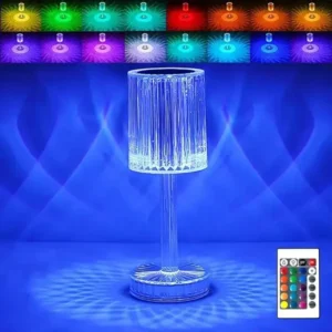 Lámpara Led Rgb De Mesa Cristal C/control Remoto Recargable